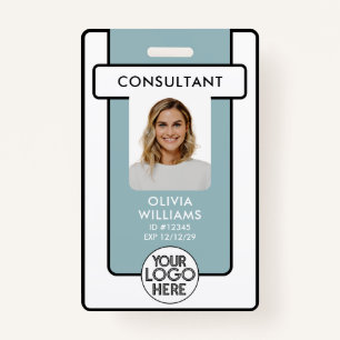 Modern Employee ID Badge Photo with Logo QR Code 