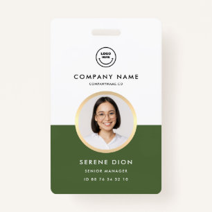 Modern Employee ID Company ID Circle Photo Green  ID Badge