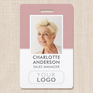 Modern Employee ID Name Company Logo Dusty Pink Badge