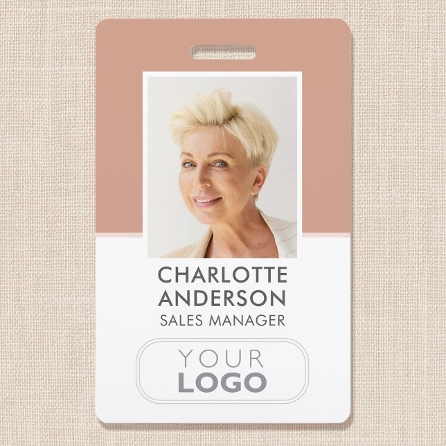 Modern Employee ID Name Company Logo Terracotta ID Badge (Creator Uploaded)