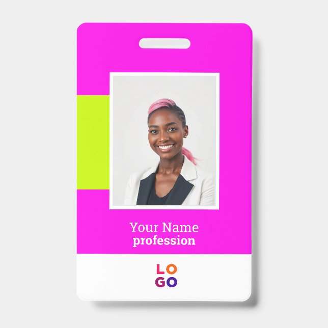 Modern Employee Logo, Photo, Qr Code, Name Badge ID Badge (Front)