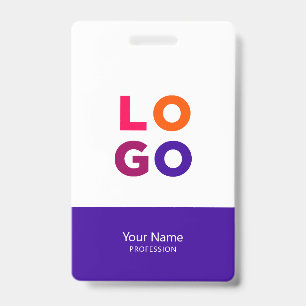 Modern Employee Logo, Photo, Qr Code, Name Indigo ID Badge