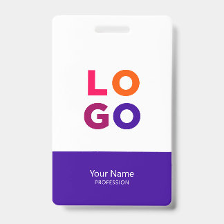 Modern Employee Logo, Photo, Qr Code, Name Indigo ID Badge