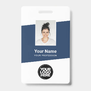 Modern Employee Photo, Bar Code, Logo, Name ID Badge