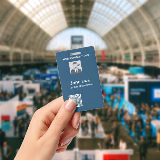 Modern Employee Photo ID Badge with QR Code