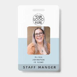 Modern Employee Photo ID Business Logo   Blue  Badge