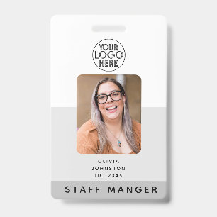 Modern Employee Photo ID Business Logo   Grey  Badge