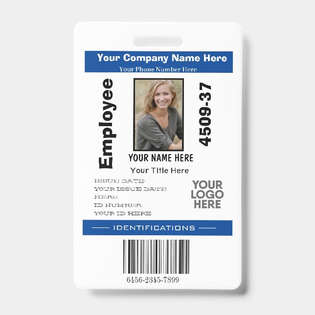 Modern Employee Photo ID Card Business QR Logo Badge (Front)