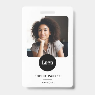 Modern Employee Photo Id Card QR Code White Badge
