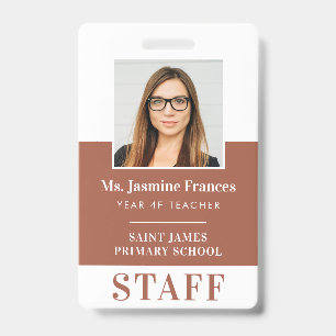 MODERN EMPLOYEE PHOTO ID simple clay brown Badge