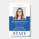 MODERN EMPLOYEE PHOTO ID simple royal blue