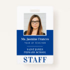MODERN EMPLOYEE PHOTO ID simple royal blue