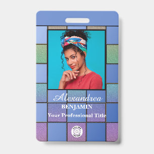 Modern Employee Photo Logo Bar Code Personalise ID Badge