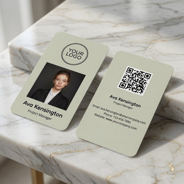 Modern Employee Photo QR Code  Business Card (Creator Uploaded)