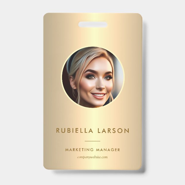 Modern Employee Professional ID photo Gold QR Badge (Front)