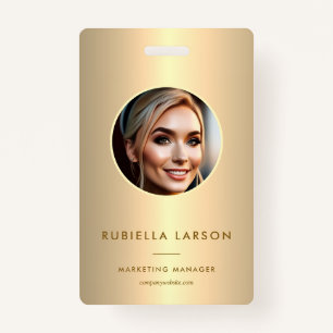Modern Employee Professional ID photo Gold QR ID Badge