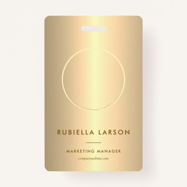 Modern Employee Professional ID photo Gold QR ID Badge (Front)