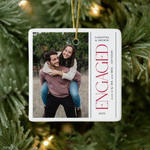 Modern  Engaged Couples Photo Mr & Mrs Ceramic Ornament