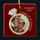 Modern Engagement Christmas Photo Ornament<br><div class="desc">A Minimalist Modern Photo Engagement Christmas Ornament. Allows you to capture a beautiful moment forever, This unique keepsake marries modern style with cherished memories, making it an exquisite addition to your festive decor. Perfect for celebrating your first Christmas as an engaged couple or as a thoughtful gift for a loved...</div>
