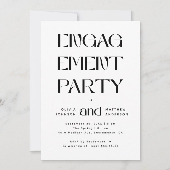 Modern Engagement Party | Editorial Typography Invitation (Front)