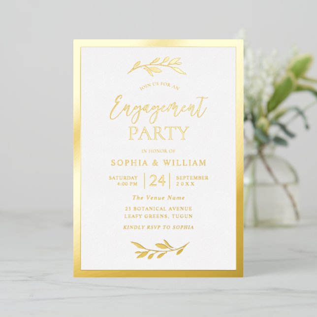 Modern Engagement Party Gold Leaf Elegant (Standing Front)