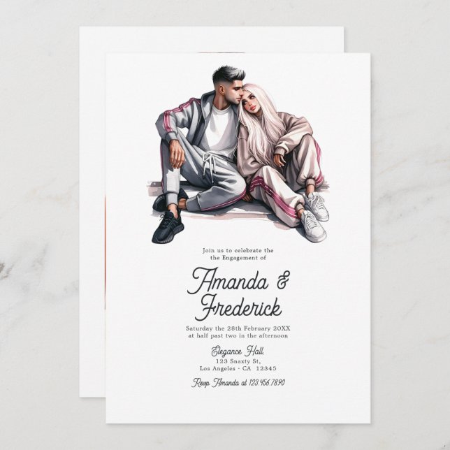 Modern Engagement Party Photo Invitation (Front/Back)