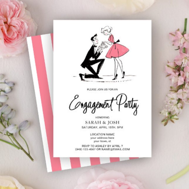 Modern Engagement Party Typography Pink Hand Drawn Invitation (Creator Uploaded)