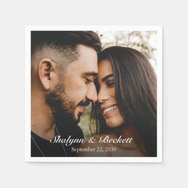 Modern Engagement Photo Napkin (Front)
