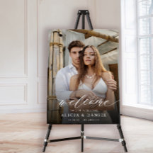 Modern engagement photo wedding welcome