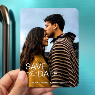 Modern engagement save the date wedding favours magnet
