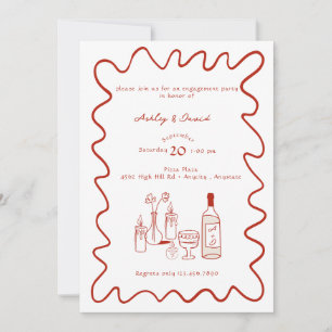 Modern Engagement Whimsical Wedding Invitations