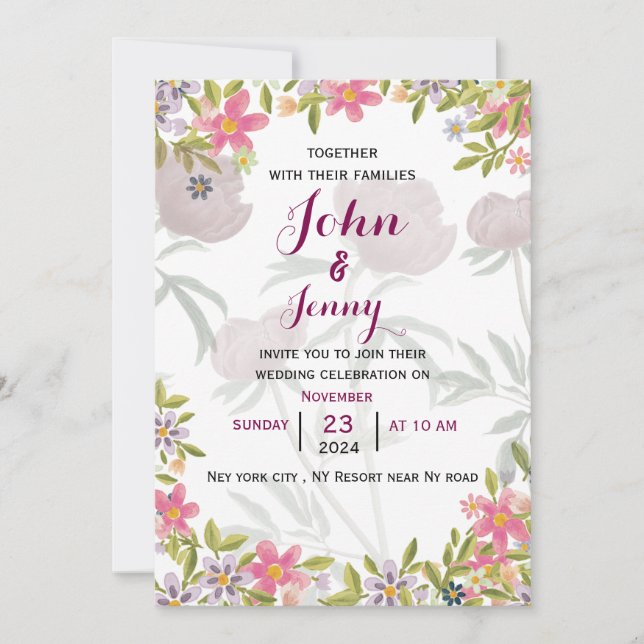Modern English Wedding Invitation (Front)