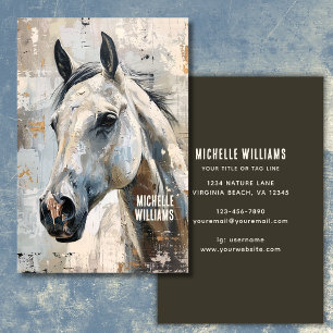 Modern Equestrian – Abstract Grey Horse Design Business Card