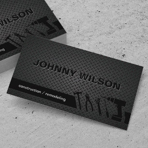 Modern Etch Black Metal Plate Construction Business Card