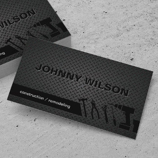 Modern Etch Black Metal Plate Construction Business Card