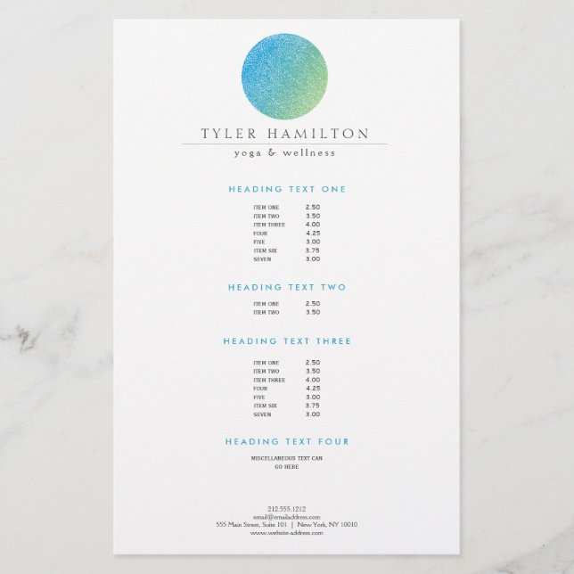 Modern Etched Blue Green Circle Flyer (Front)