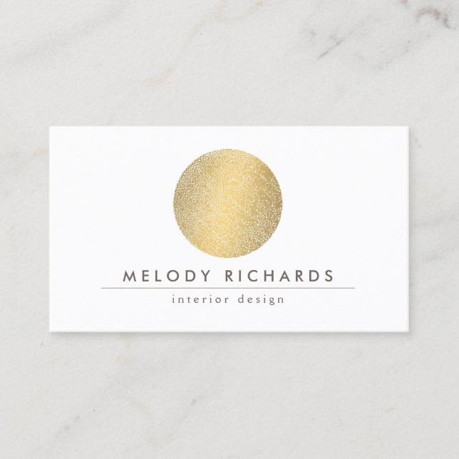 Modern Etched Gold Circle Business Card (Front)