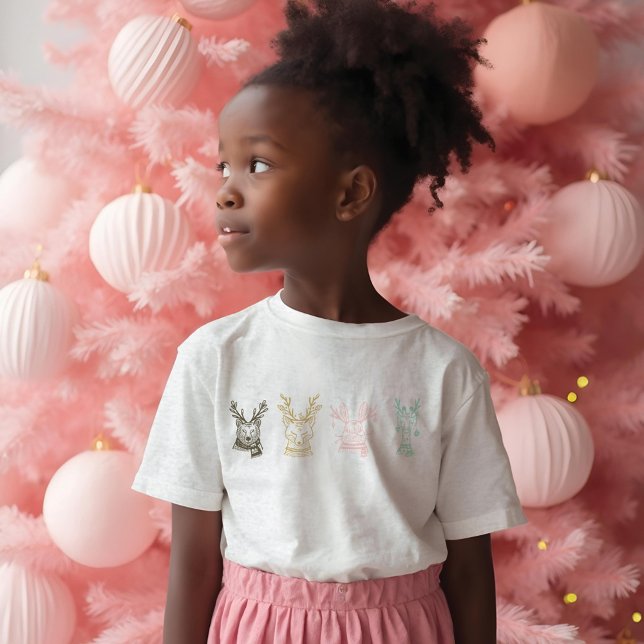 Modern Etched Style Woodland Animals Christmas Tri-Blend Shirt (Modern Etched Style Woodland Animals Christmas Tri-Blend Shirt)