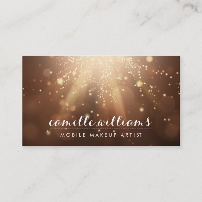 MODERN ETHEREAL BOKEH whimsical warm coffee brown Business Card (Front)