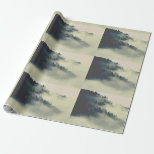 Modern, Ethereal forested mountain scene Wrapping Paper