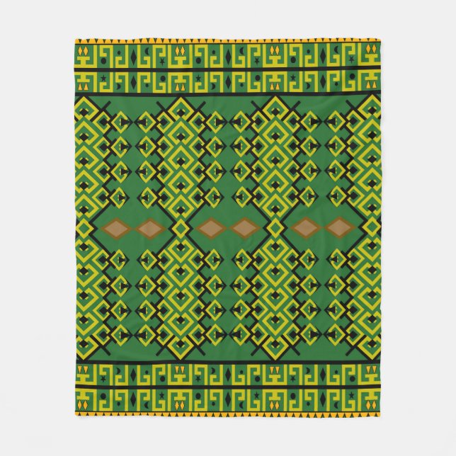 Modern Ethnic Geometric Pattern Fleece Blanket (Front)