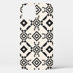 Modern ethnic ornament. Black and white vintage ge iPhone 12 Case