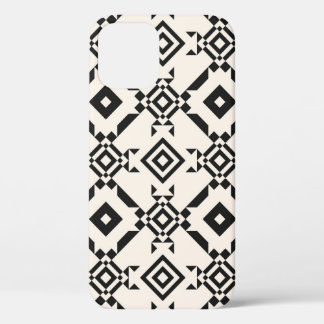 Modern ethnic ornament. Black and white vintage ge iPhone 12 Case