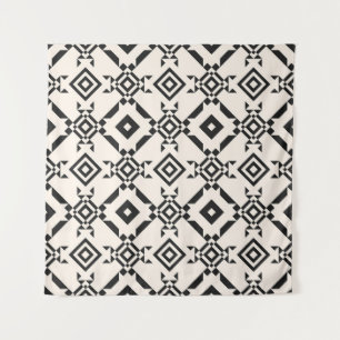 Modern ethnic ornament. Black and white vintage ge Tapestry