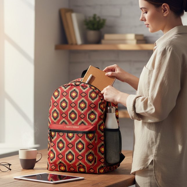 Modern Ethnic Pattern Personalised Name Printed Backpack (Creator Uploaded)