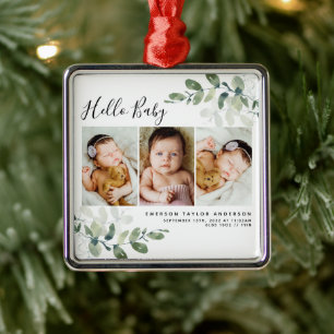Modern Eucalyptus Baby Photo Metal Tree Decoration