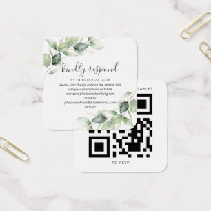 Modern Eucalyptus Botanical Wedding QR Code RSVP
