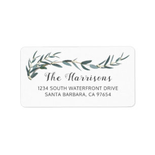 Modern Eucalyptus Botanical White Return Address Label