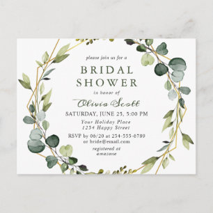 Modern Eucalyptus Bridal Shower Invitation Card