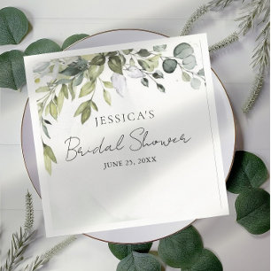 Modern Eucalyptus Bridal Shower Napkins 